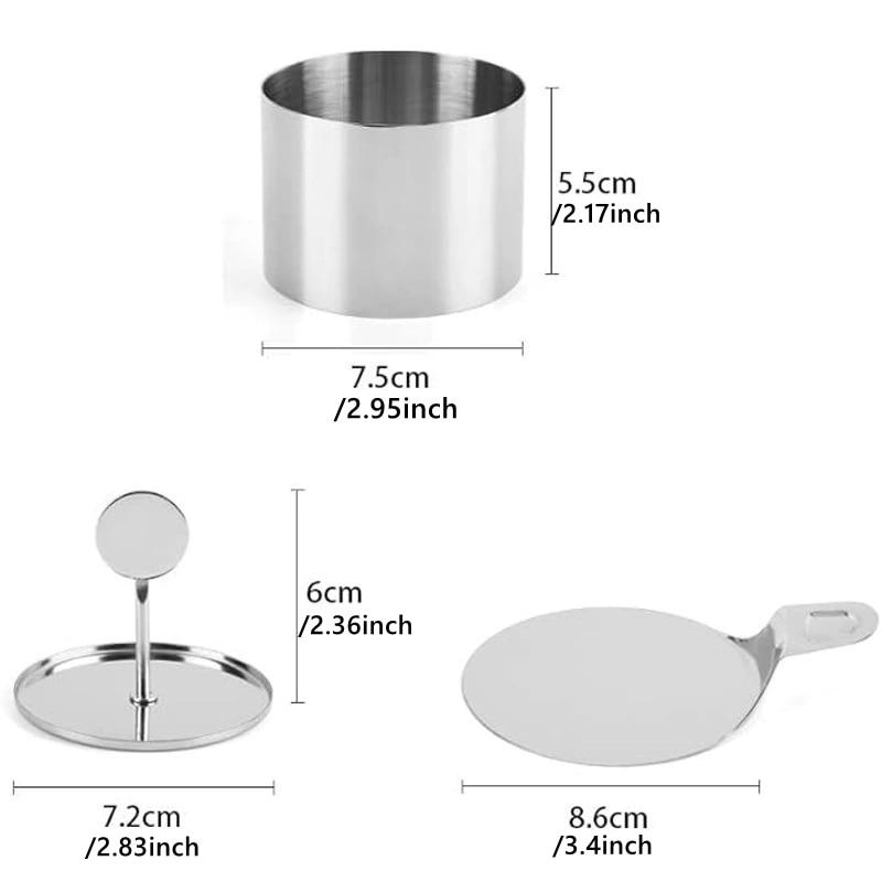 Stainless Steel Round Cake Molds 6-Pack, 7.5cm Mousse Ring Pastry Cutter with Cake Press and Lifter, Baking Ring for Dessert