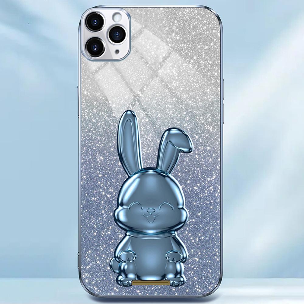 For iPhone 11 Pro Pull-out Kickstand Cartoon Rabbit Protective Case Phone Cover