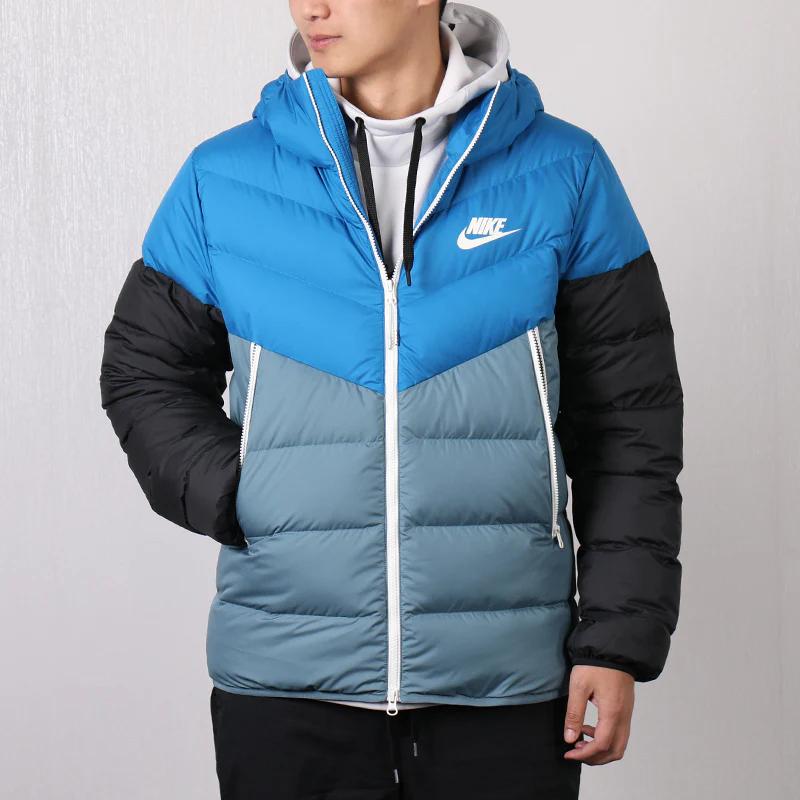 Nike Windrunner Down Fill Hooded Jacket Men Outerwear Blue Black 928834-486