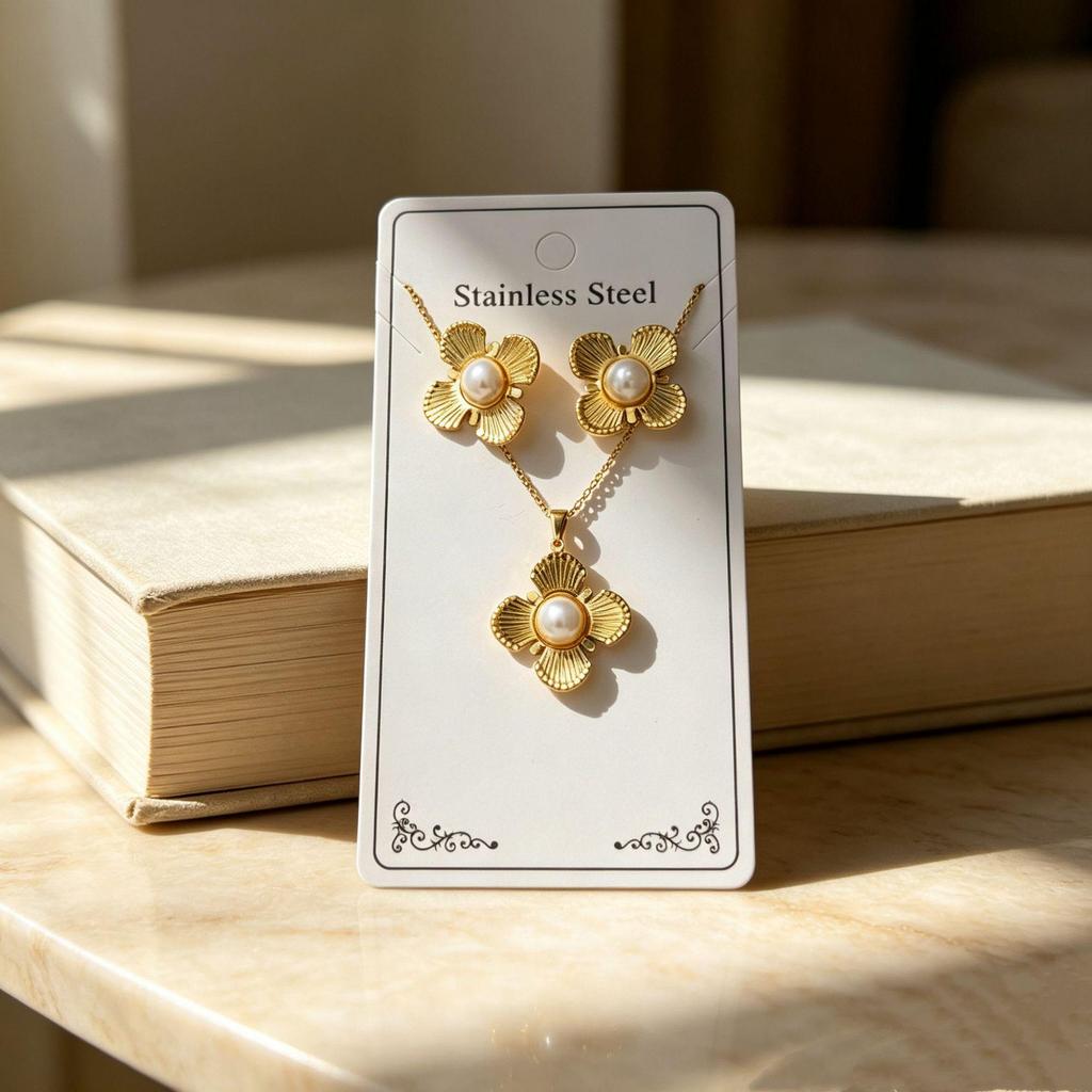 European & American Pearl Earring and Necklace Set - Simple, Fashionable Collarbone Design