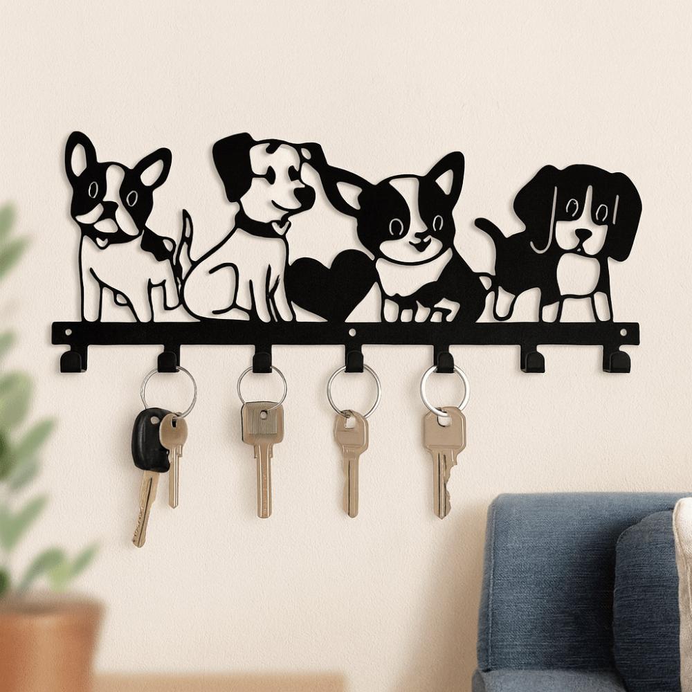 Iron Cartoon Dog Coat Hook Nordic Key Holder Durable Clothes Storage Rack Entryway