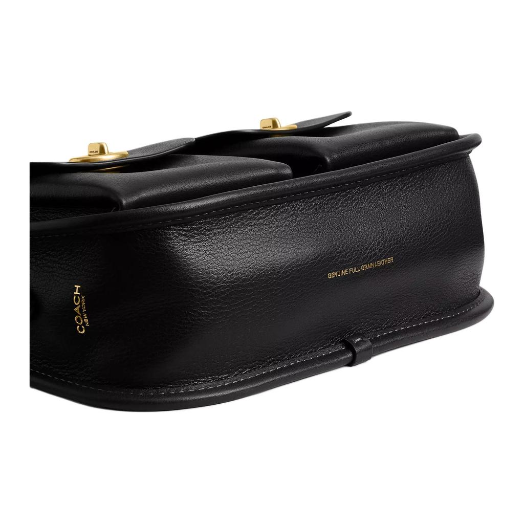 Coach Borsa a tracolla Waverly 24 con chiusura a doppio giro in pelle a grana naturale, taglia media da donna, colore nero CDZ20-B4BK