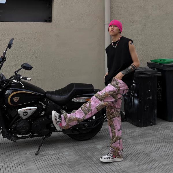 

National Tide Retro Graffiti Camouflage Jeans - Trendy Spring/Autumn Casual Long Pants S