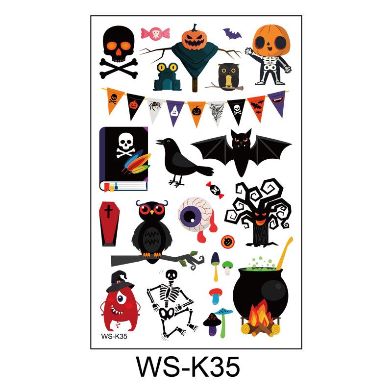 Waterproof Halloween Cartoon Tattoo Stickers for Kids - Pumpkin Magician Theme
