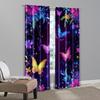 2pcs   Creative Curtains Modern Dream Luminous Blue Purple Butterfly Versatile Polyester Fabric (without rod) Decorations Outdoor