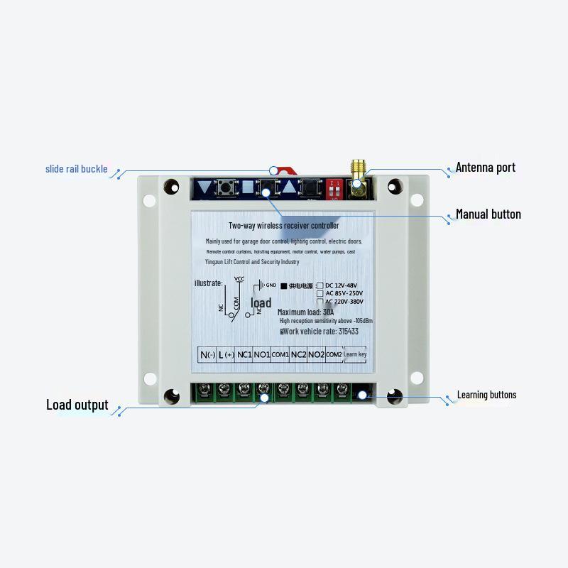 FSK 12V/24V/48V Two-Way Remote Control Switch 30A Relay/Motor Crane Contactor