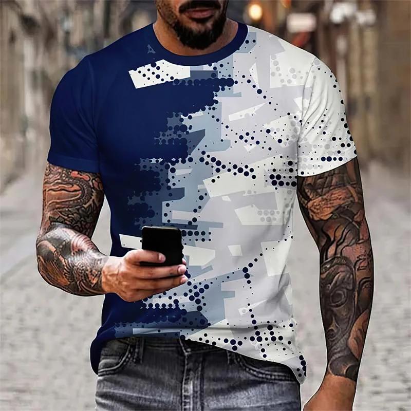 New Summer Fashion Men's 3D Printing Graffiti Pattern Loose T-Shirt Street Trendy Casual Short-Sleeved Oversized Male Clothing