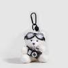 Cute plush Little bear keychain Cartoon Paired Camera Flying Glasses Creative Trendy Handbag Chain Gift