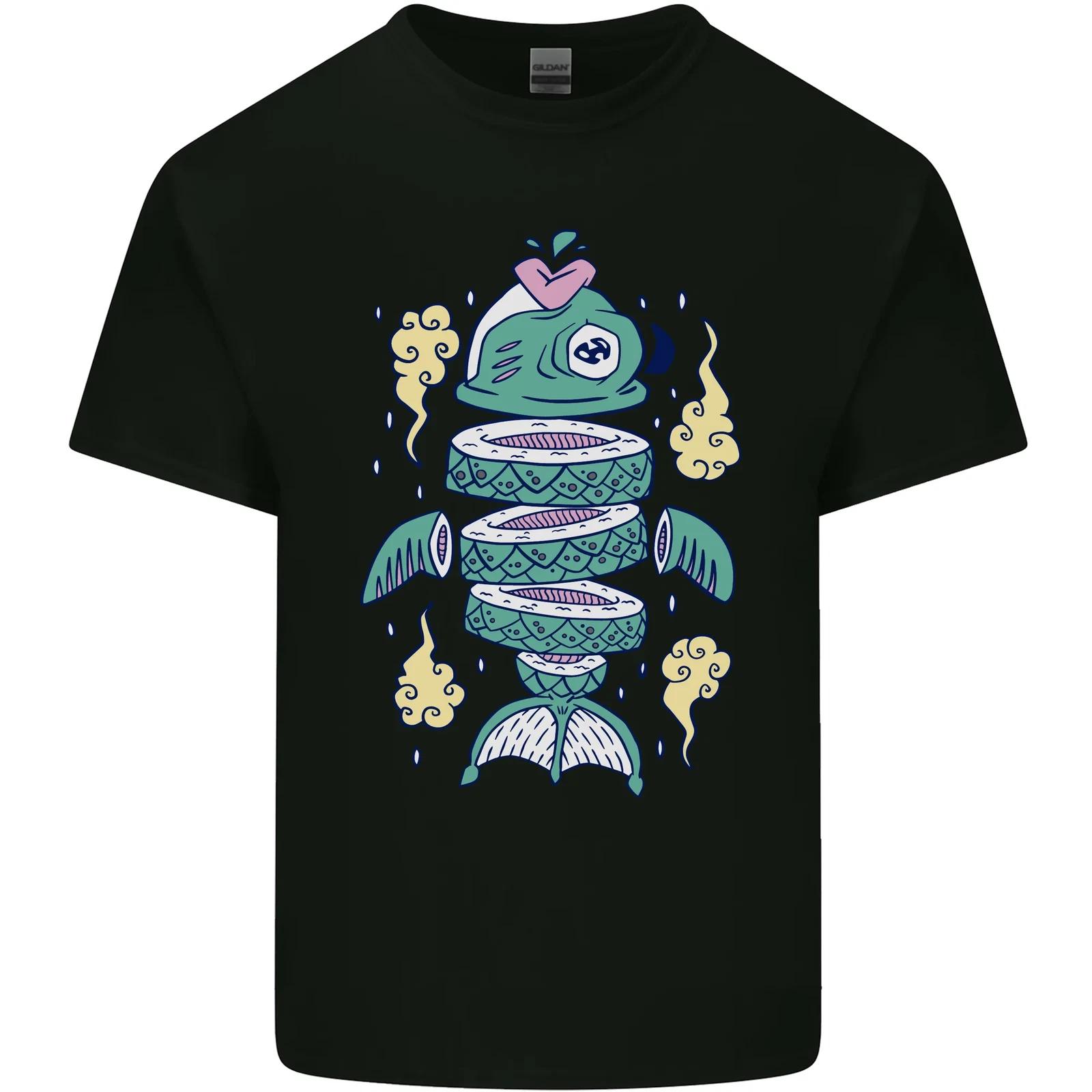 Funny Sliced Sushi Fish Fishing Fisherman Kids T-Shirt Childrens 4XL