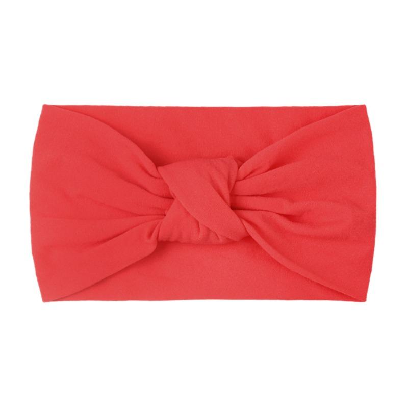 Summer Children's Headgear Baby Solid Color Nylon Knotted Wide Edge Headband Soft Double Knotted Headband