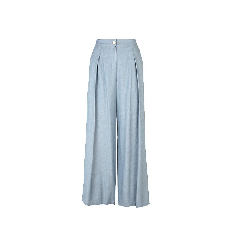 LANCY Women's Straight Wide-Leg Trousers
