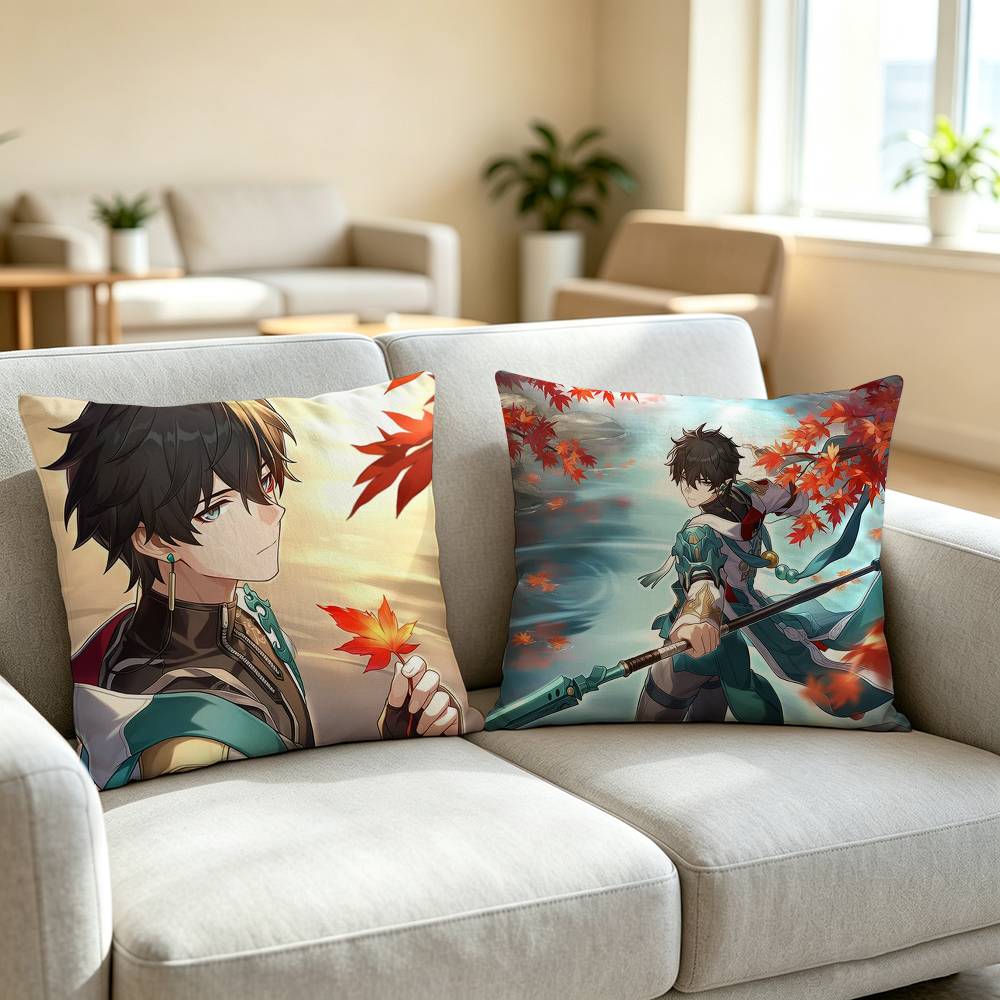 D-Dan Heng Honkai Star Rail Game Pillow Case Square Double-Sided Sofa Cushion Cover Bedroom Bedside Pillow