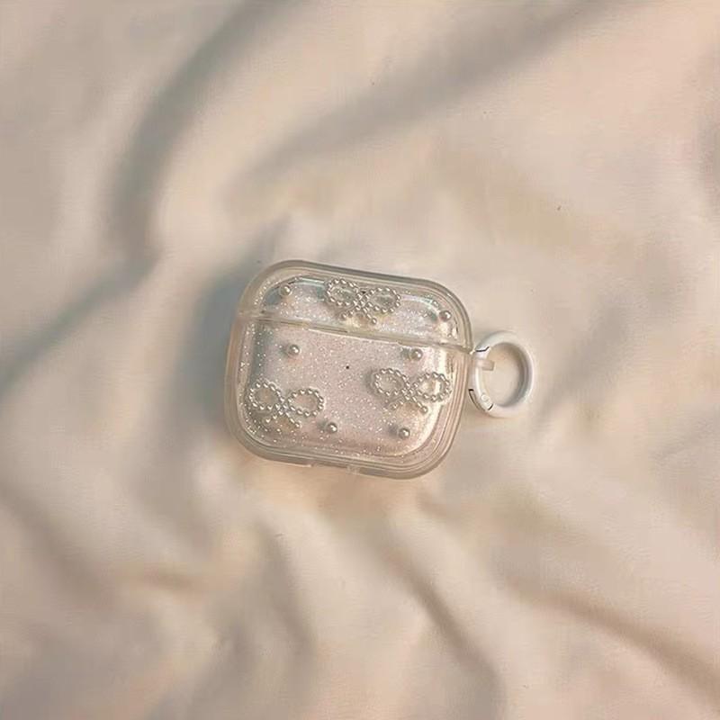 

Suitable Apple Bluetooth Earphone Cover Airpods4 Protective Case Airpodspro3 Pendant Sparkling Pink Pearl Tie AirPods 1 2
