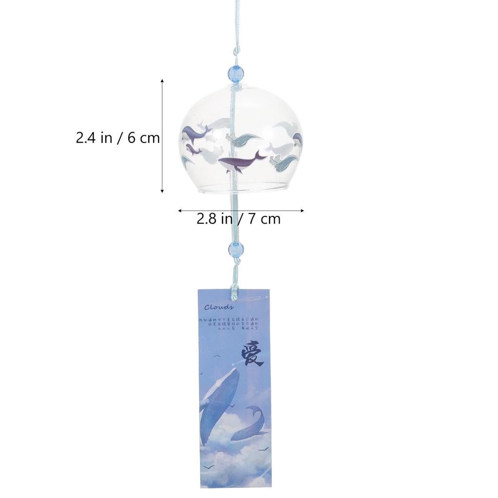 Iplusmile Glass Wind Chime, Summer Decoration, Cute Whale Design, Edo Wind Chime, A Summer Feature, Cooling, For Indoor and Outdoor Use