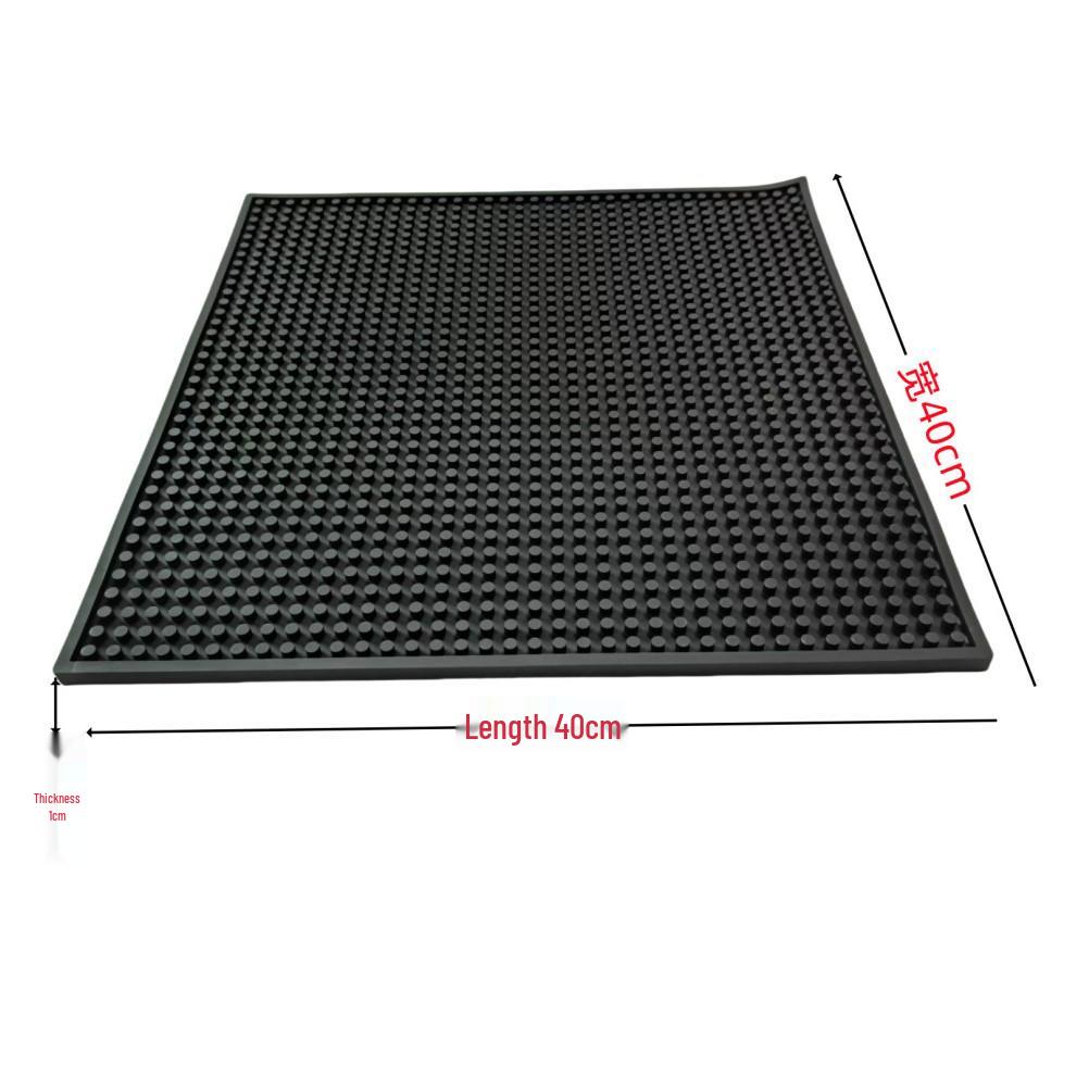 Black Non-slip Heat-insulating Rubber Bar Mat and Teaware Drainer Coaster