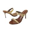 One Word with High-heeled Sandals Women's Outer Wear Summer New Temperament Imperial Sister Fine Heel Leopard Print Niche Sandals