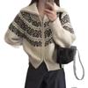 Jacquard Zipper Short Knitted Women's Cardigan Autumn and Winter New Fair Island Sweater Christmas Vintage Jacket