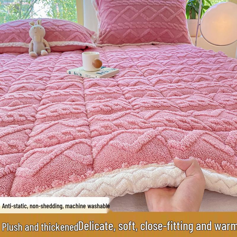 Winter Velvet Taffeta Mattress Topper - Thickened Milk Velvet Pad for Single Beds