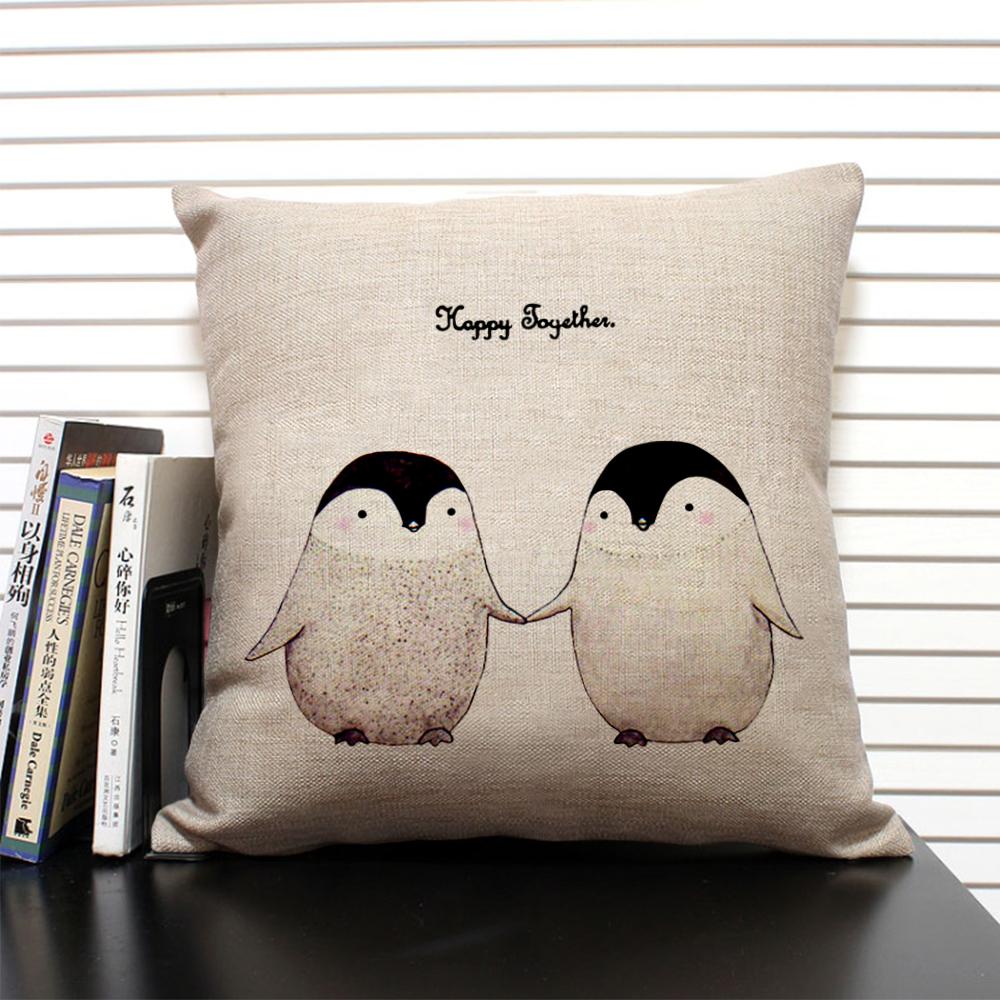Cute Cartoon Animal Cushion Cover Funny Penguin Pillow Case Bedroom Living Room Sofa Decoration Pillowcase 45x45 Children's Gift