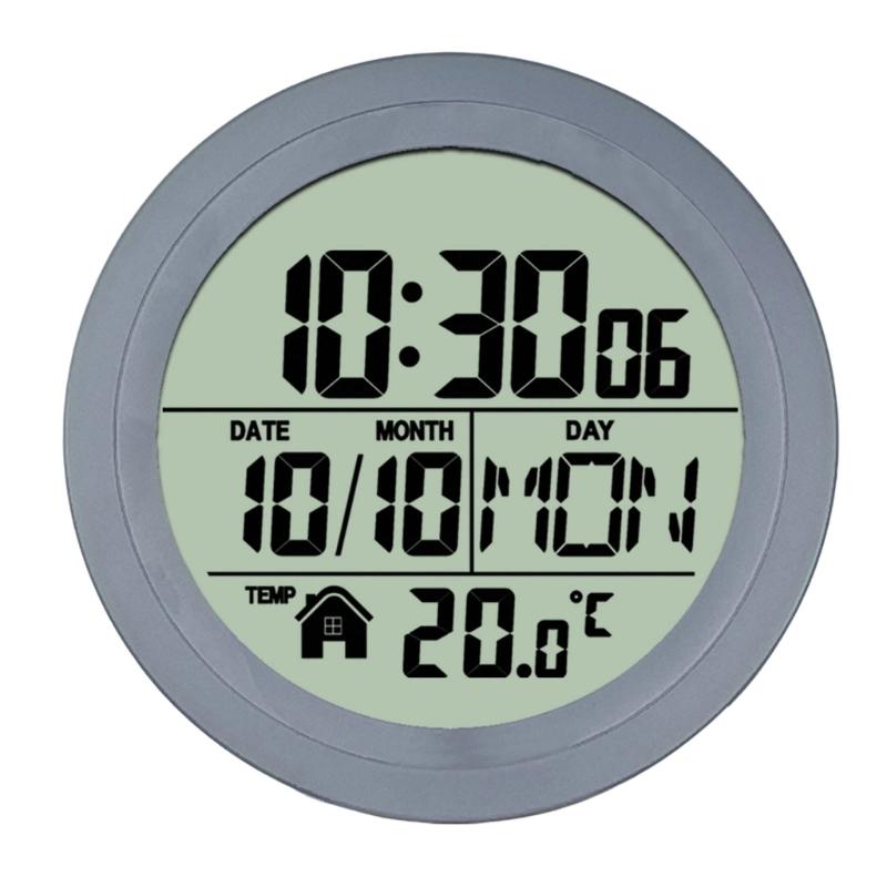 Large Digital Wall Clock with Date Day Temperature Battery Operated Bathroom Clock Shower Clock with Suction Cup Gift