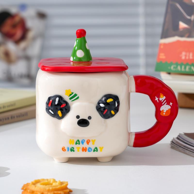 Wind High-Value Ceramic Cup With Lid Gift Box Cute Office Couple Water Cup Creative Souvenir