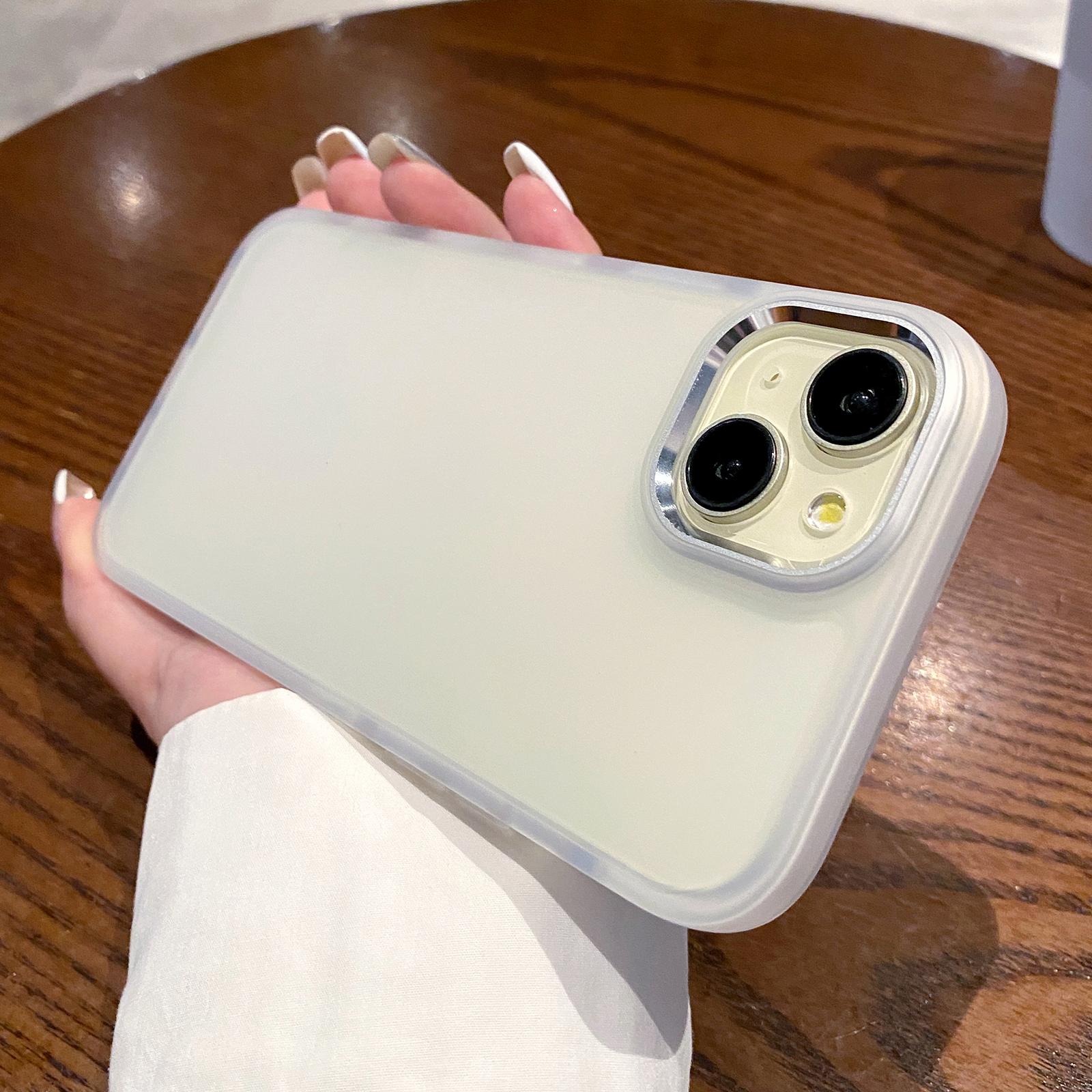 

For iPhone 13 Case TPU+PC Translucent Matte Anti Drop Phone Back Cover White