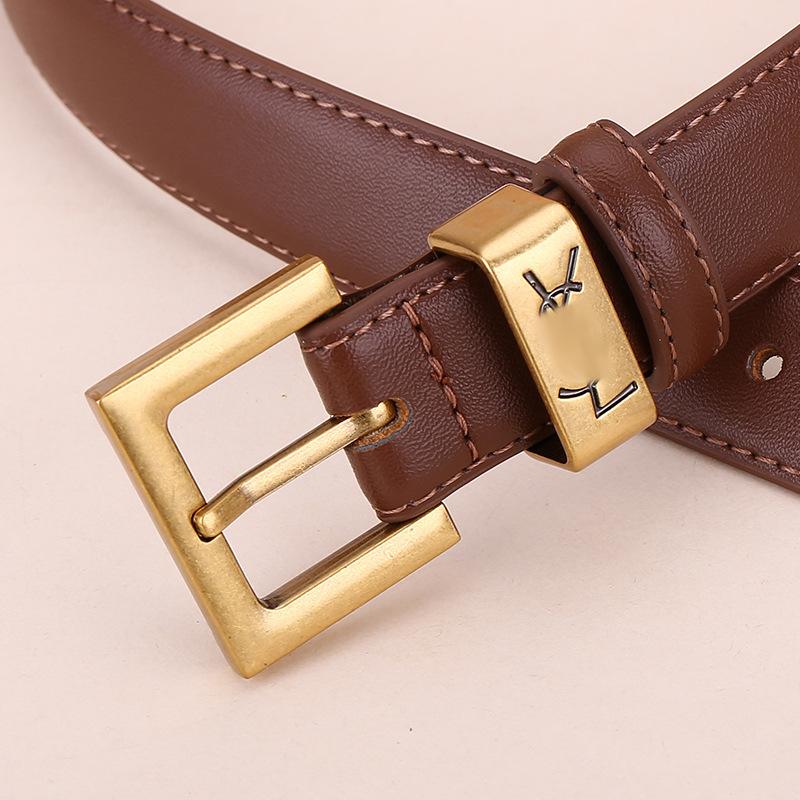 Poplar Forest Belt Women'S Pin Buckle Belt Women'S Pure Cowhide Simple Jeans Suit Pants Belt Women