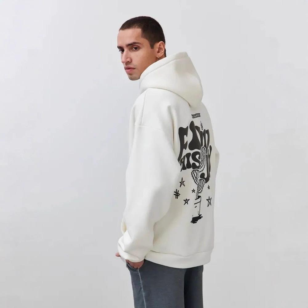 Hooded Retro American-Style Sweatshirt: Trendy Brand Print, Loose Fit, Unisex Casual Heavyweight Jacket
