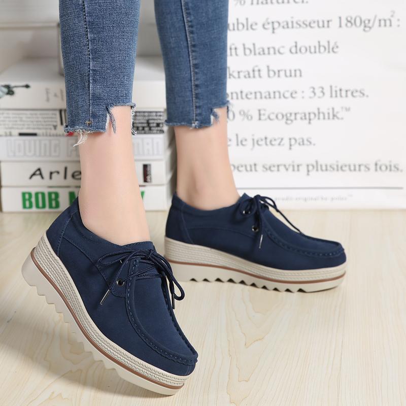 

Женские синие мокасины Simple Lady Platform Creepers Casual Slip on Thick Sole Low Leather Shoes Plus Size EU: 42 синий