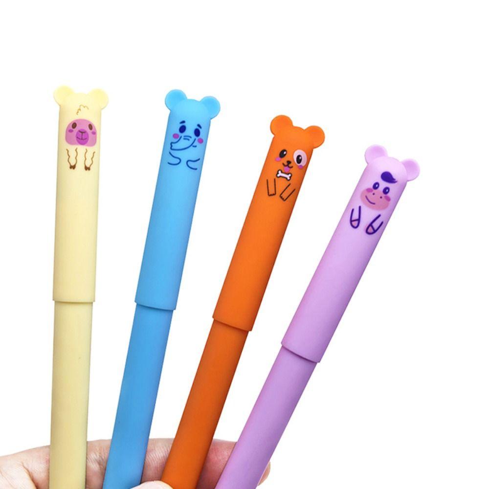 Smooth Writing Animal Design Erasable Pen 0.5mm Black/Blue Ink Quick Drying Neutral Pen Writing Tool Ballpoint Pen Students Gift