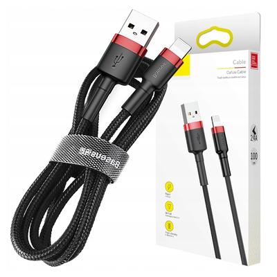 Kabel Lightning Usb Baseus Cafule 2,4A 1M (Černá a červená)
