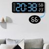 Multifunctional LED Wall Clock with Temperature Display Adjustment Brightness and 2 Alarms 12/24 Hour Memory Function