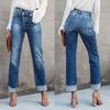 European & American Style Urban Casual Women's Washed Straight Leg Denim Pants 3203