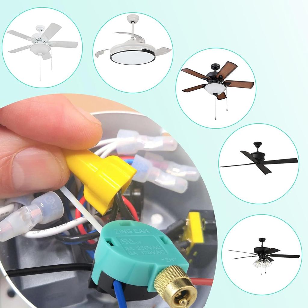 Ceiling Fan Switch ZE-268S6 3 Speed 4 Wire, Switch Control Replacement for Ceiling Fans, Hampton Bay Fans, Hunter Fans, and Standing Fans, Wall Lamps