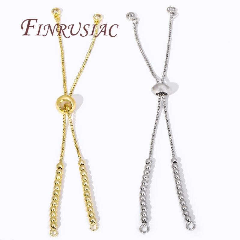 Adjustable Bracelet Chain 18K Gold Plated Half-finished Bracelet With Rubber Stopper Beads,Jewelry Making DIY Necklace Findings