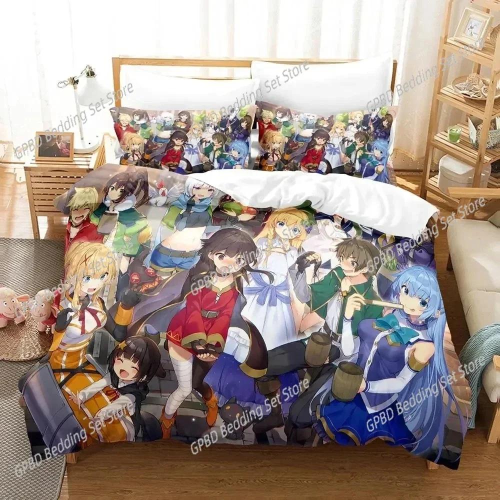 New 3D Print Anime KonoSuba Bedding Set Single Twin Double Queen King Cal King Size Bed Linen Set