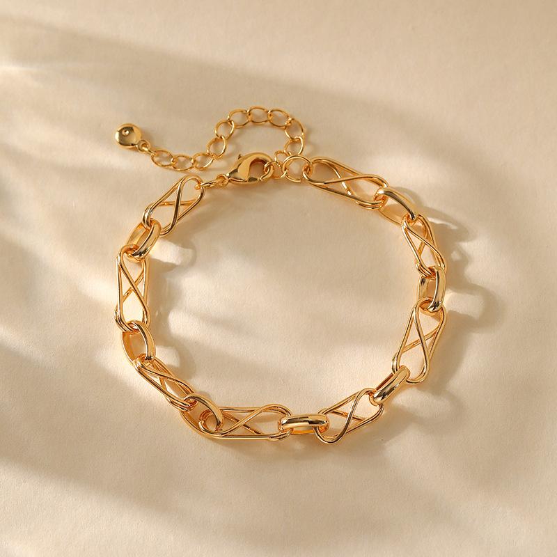 Minimalist Gold Plated Color Retention Neutral Thick Chain Handmade Plain Bracelet