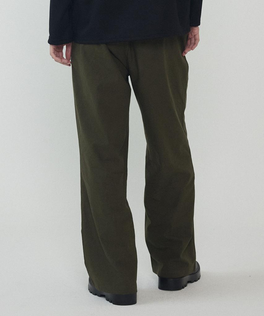 ANALOG MOOD Linen Cotton Semi-Wide Pants (Khaki)