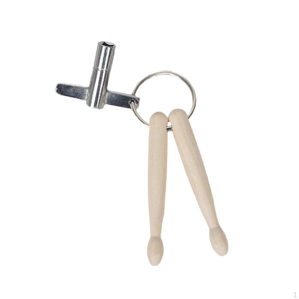 Mini Drumstick Keychain Musical Instrument Toy Compact Percussion Maintenance Tool with Drum Key for
