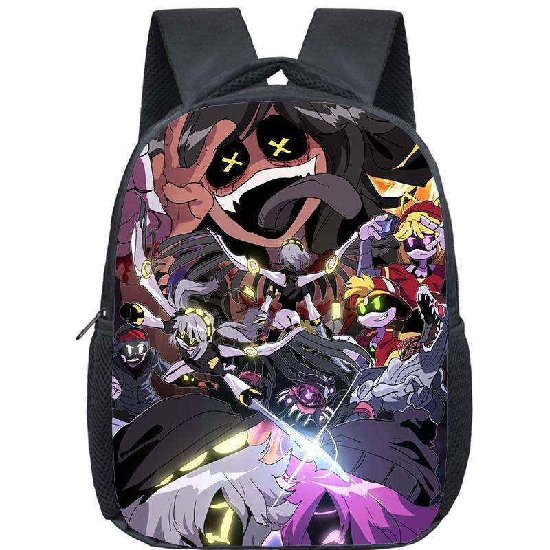 Cartoon Mord Drohnen Rucksack für Jungen Mädchen Uzi und N Aufdruck Schultasche 12 Zoll Kindergarten Kleinkind Schultaschen Kinderrucksack