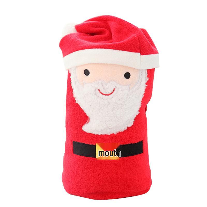 Santa Claus & Snowman Flannel Blanket - Double-Sided Cartoon Christmas Gift