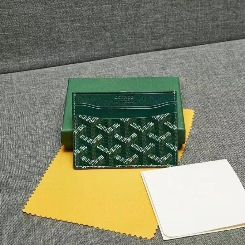 2025 Dogtooth Goyard Unisex Card and Coin Holder - Fashionable Two-Layer Cowhide Design