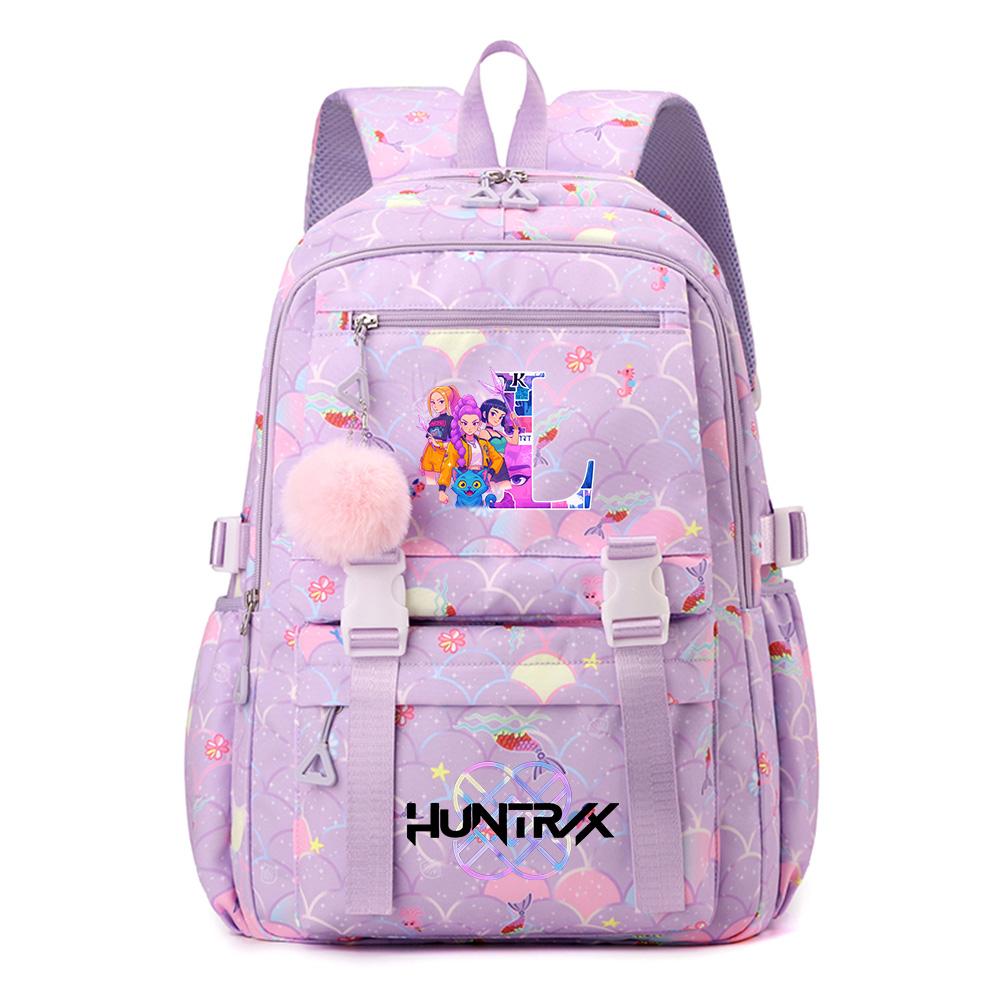 Anime 26 English Letters Printed Backpack Schoolbag for Teenager Student Girl Boy Bookbag Large Capacity Waterproof Travel Bag Gift Mochila