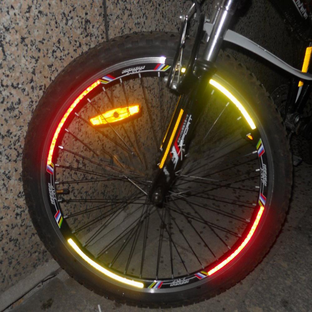Reflektierende Klebebandaufkleber Fahrräder Elektrofahrräder Motorräder Mountainbikes Stahlfelgen Speichen Räder Rückseite Klebestreifen