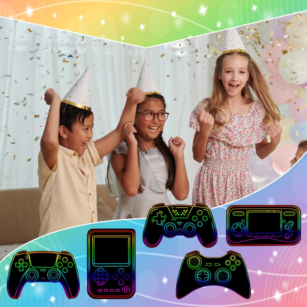 123 Pezzi Set di Gadget e Regali per Festa Videogiochi 60 Cartoncini Scratch Art 30 Bastoncini 30 Nastri Adesivi a Punti Per Decorazioni di Compleanno Goo