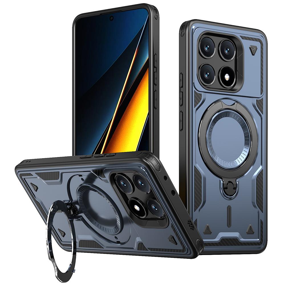 For Xiaomi Poco X6 Pro 5G/Redmi K70E 5G Case Compatible with MagSafe Military Protection PC+TPU Kickstand Phone Cover