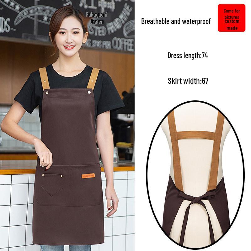 Waterproof Logo Printed Women's Catering Waist Apron - Oil-Proof for Kitchen & Supermarket.