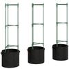3 Packs Tomato Cages with 83.7L Grow Bags, 120cm Adjutstable Triangle Plant Stakes Support Trellis with Planter Bags
