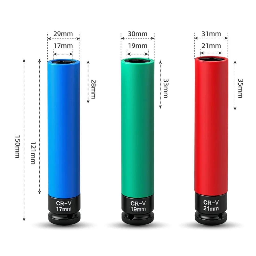 Wheel Nut Wrench Lug Nut Socket Protective Sleeves Full Heat Treatment Extra Long Reach Enhanced Leverage For Passenger Cars