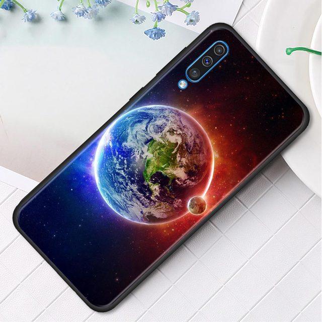 Silikonowe etui na telefon do Samsung Galaxy A50 A70 A10 A20e A30 A40 A20s A10s A10e A80 A90 A60 A30s Pokrowiec Shell Ziemia Księżyc Planeta